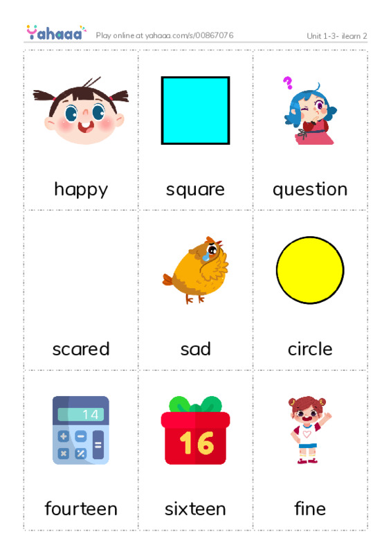 Picture flashcards worksheet for Unit 1-3- ilearn 2