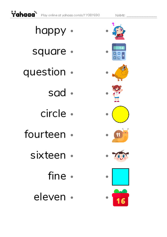 Draw a line to match worksheet for Unit 1-3- ilearn 2