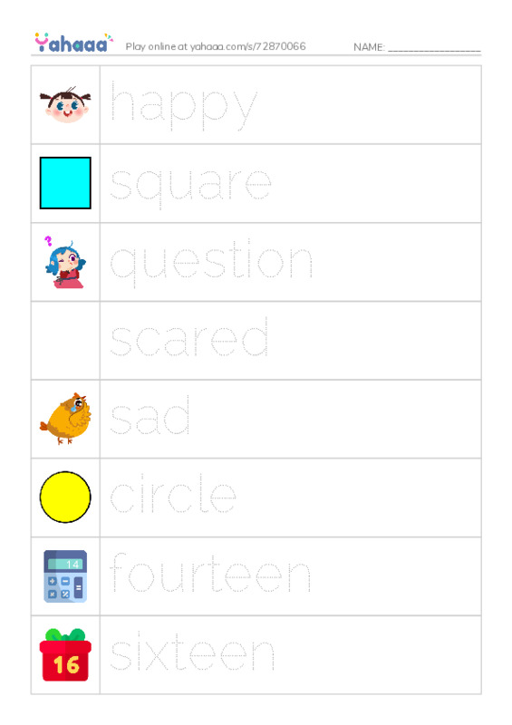 Picture and word rows worksheet for Unit 1-3- ilearn 2