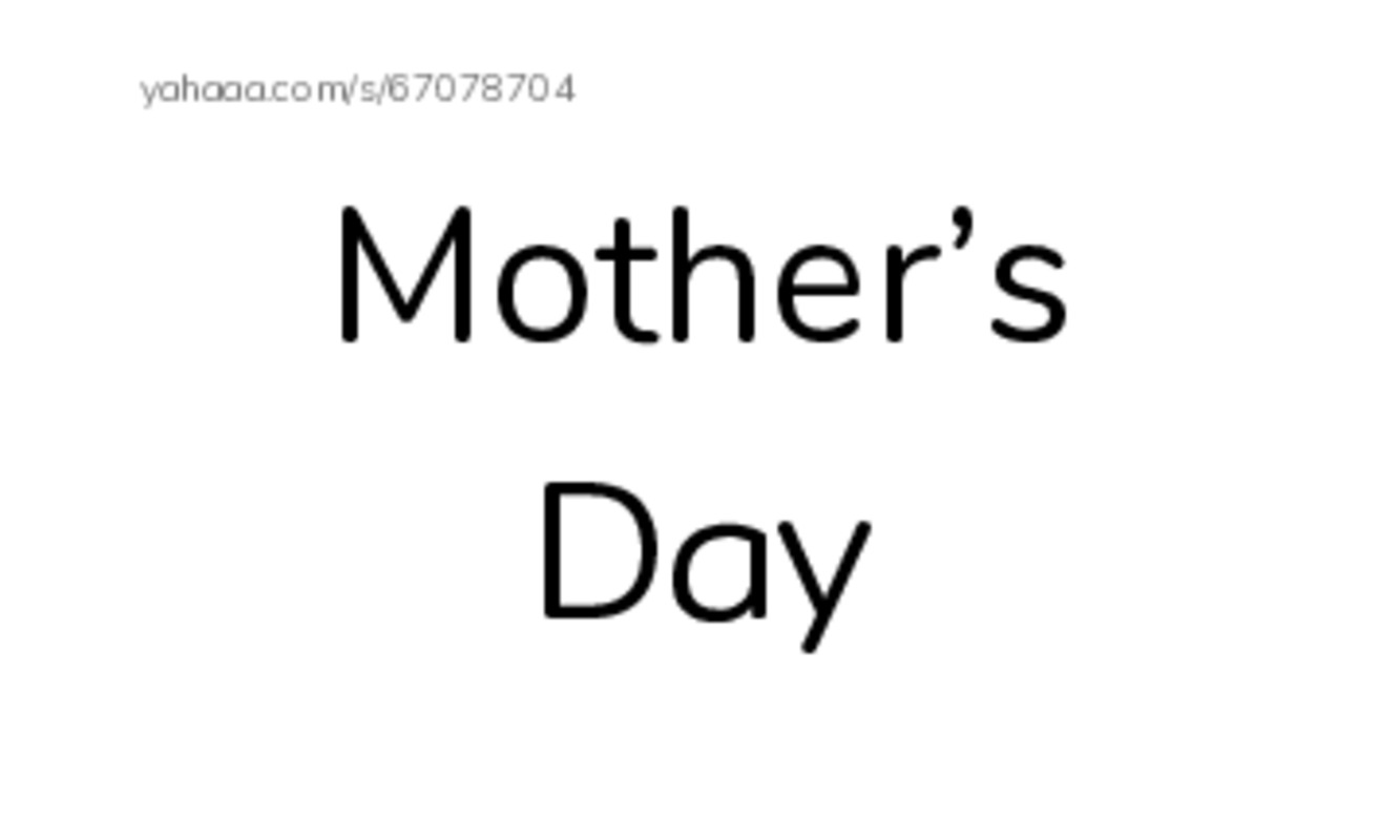 Index cards, words only worksheet for Mother’s Day, Mother, Jen is Timmy’s mother and 4 more