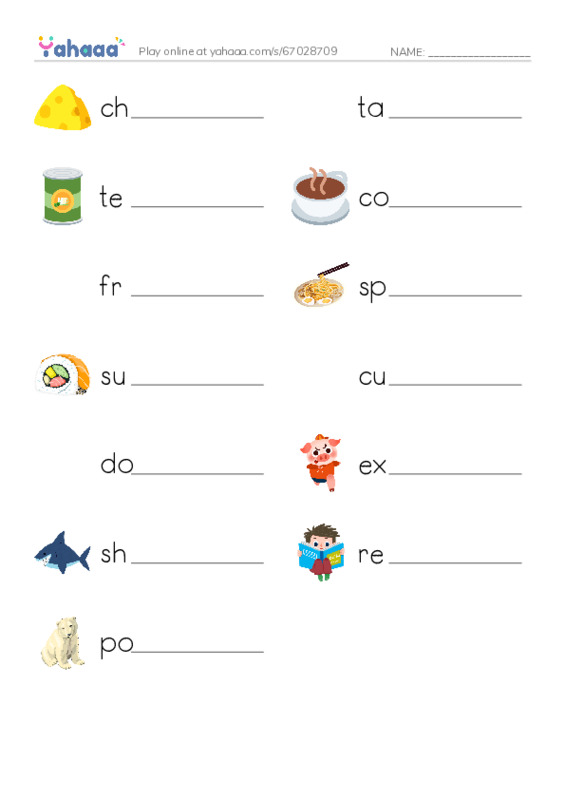 Write the word rows worksheet for Culture: Food