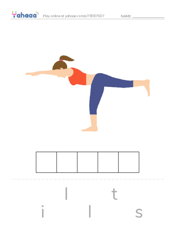 Letter scramble puzzle worksheet for still, move, miss and 5 more