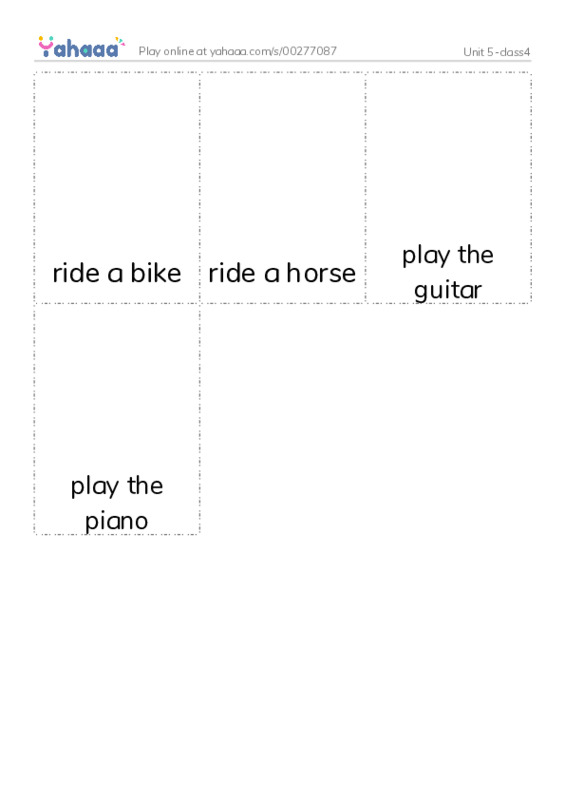 Picture flashcards worksheet for Unit 5-class4