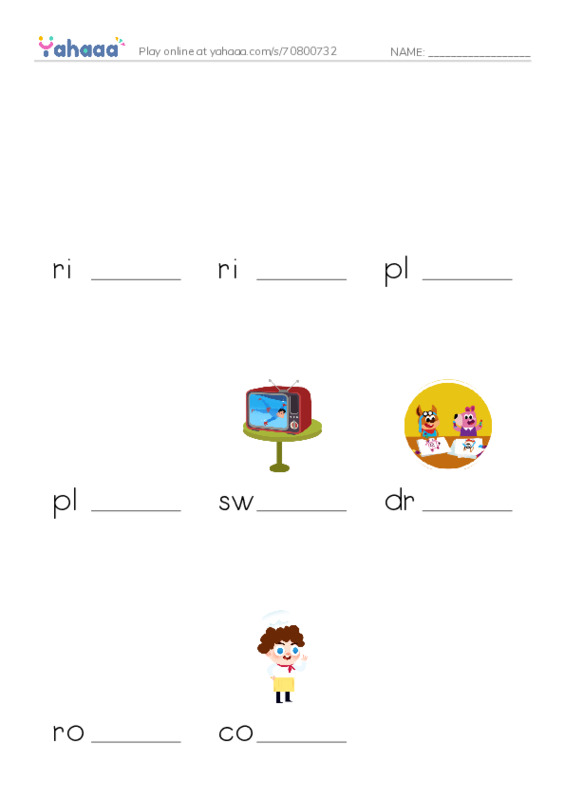 Finish the word worksheet for Unit 5-class4