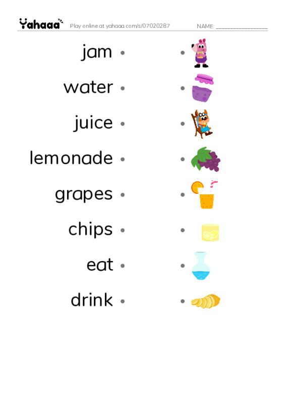 Draw a line to match worksheet for Unit 4-class 4