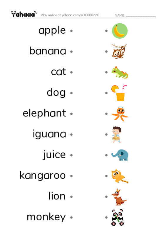 Draw a line to match worksheet for Alphabet