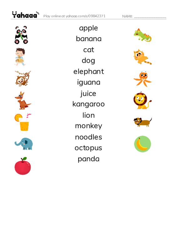 Match both sides worksheet for Alphabet