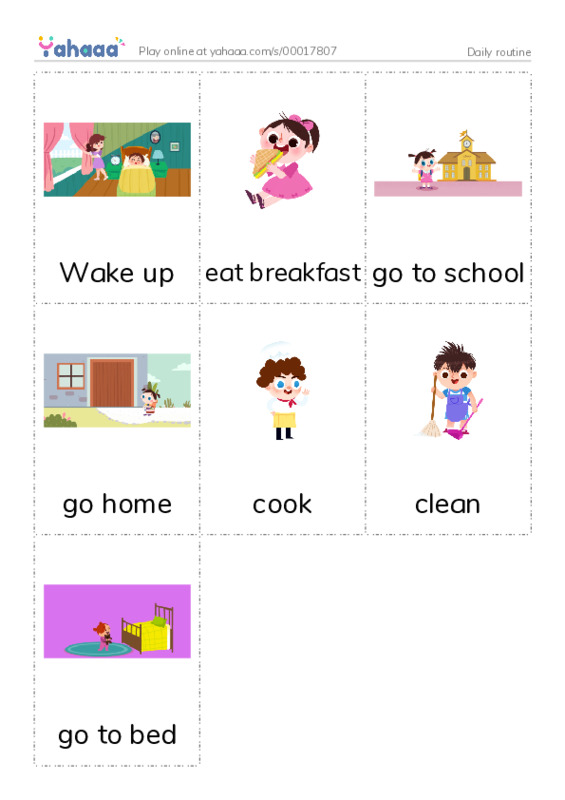 Picture flashcards worksheet for Daily routine