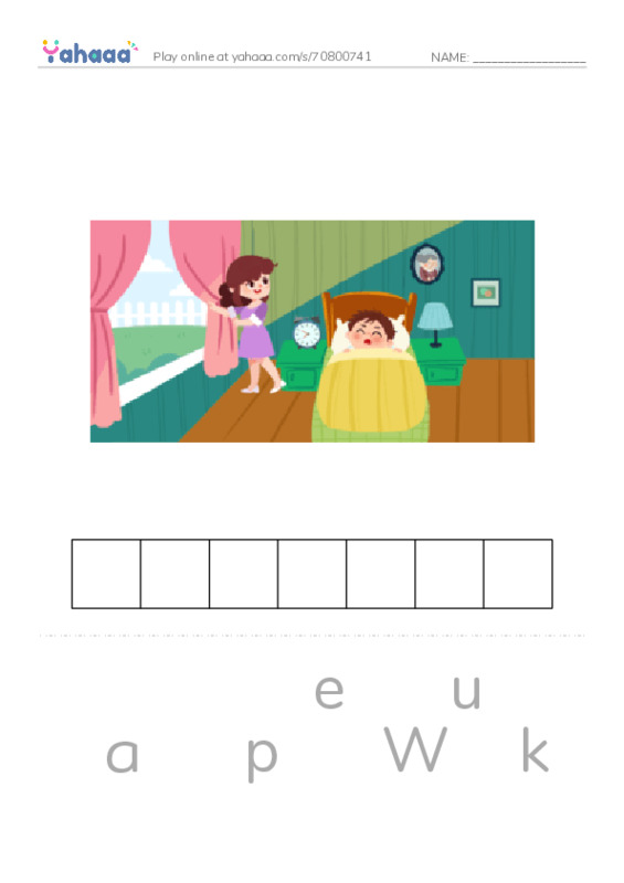 Letter scramble puzzle worksheet for Daily routine