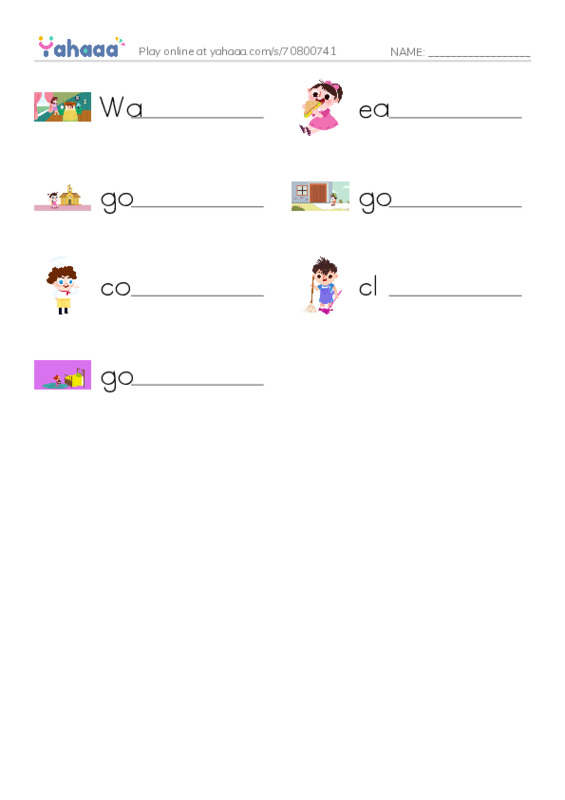 Write the word rows worksheet for Daily routine
