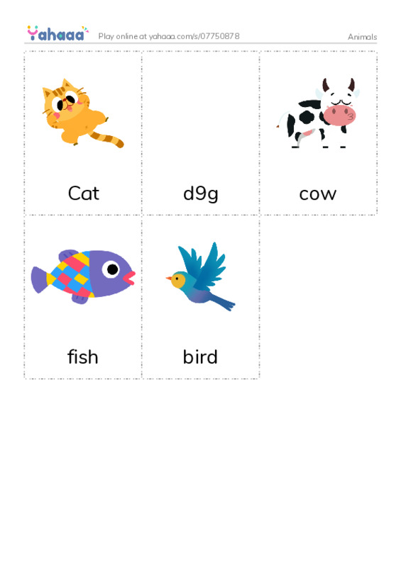 Picture flashcards worksheet for Animals