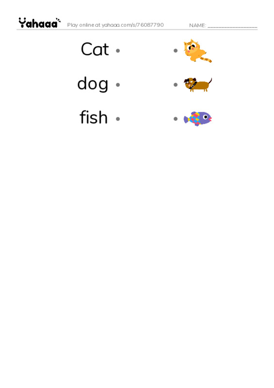 Draw a line to match worksheet for Test