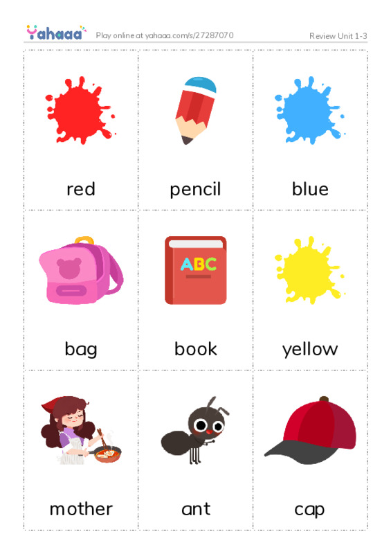 Picture flashcards worksheet for Review Unit 1-3