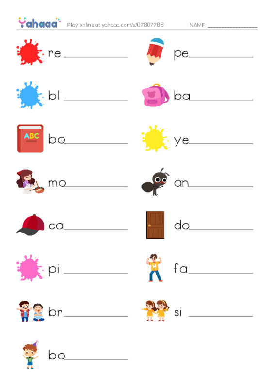 Write the word rows worksheet for Review Unit 1-3