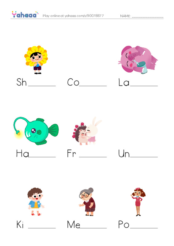 Finish the word worksheet for VOcabulary Nacho Unit 1