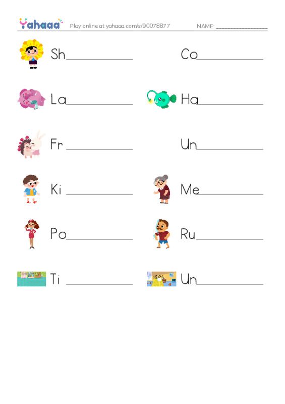 Write the word rows worksheet for VOcabulary Nacho Unit 1