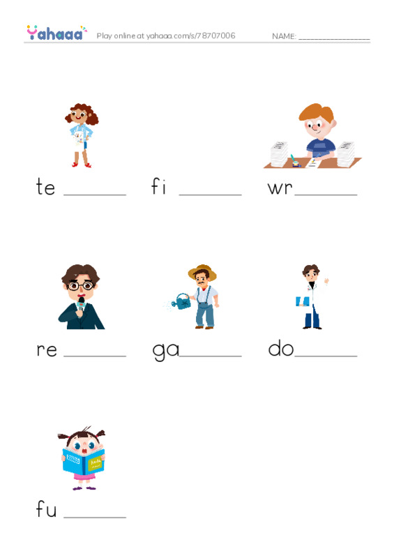 Finish the word worksheet for Unit 5 class 5