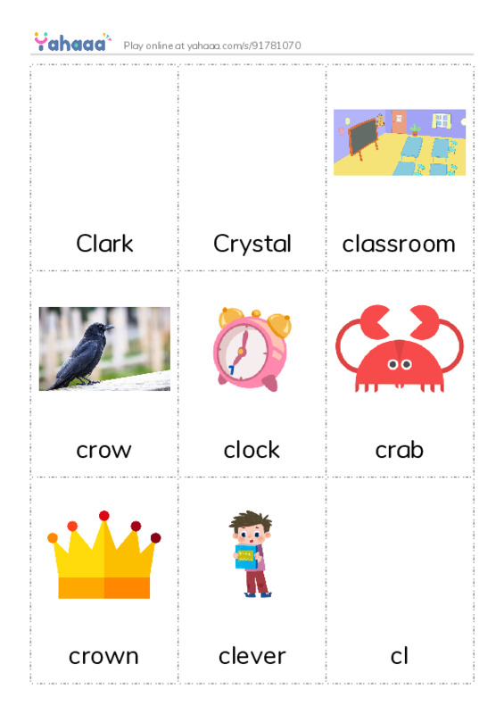 Picture flashcards worksheet for Clark, Crystal, classroom and 7 more