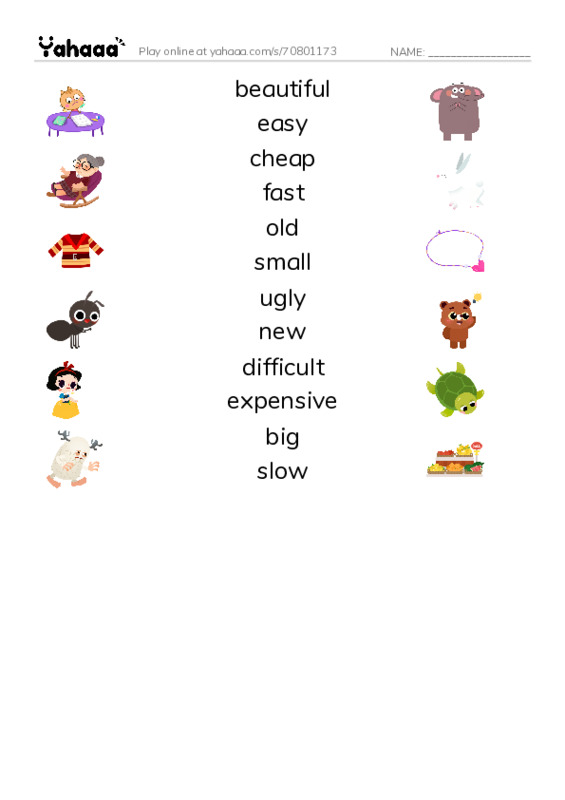 Match both sides worksheet for Adjectives