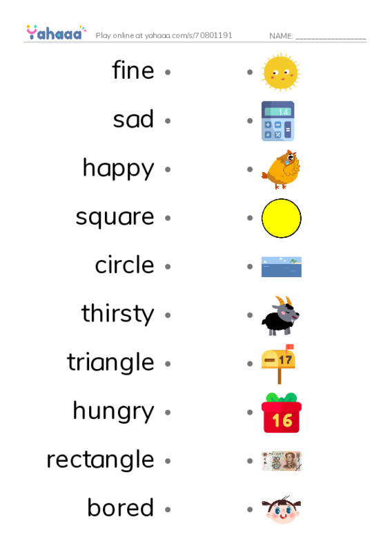 Draw a line to match worksheet for Unit 1,2,3,4-ilearn 2