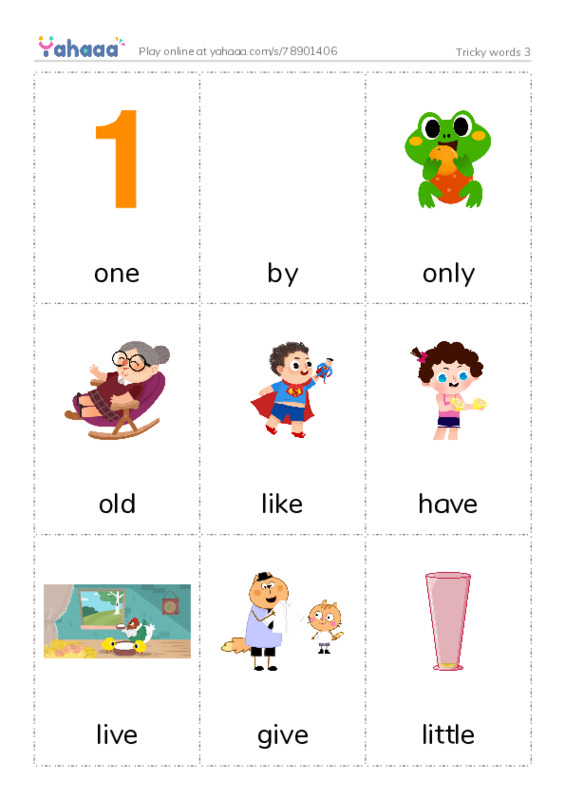 Picture flashcards worksheet for Tricky words 3