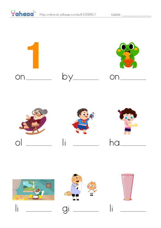 Finish the word worksheet for Tricky words 3