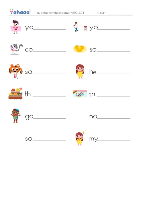 Write the word rows worksheet for Tricky words 2