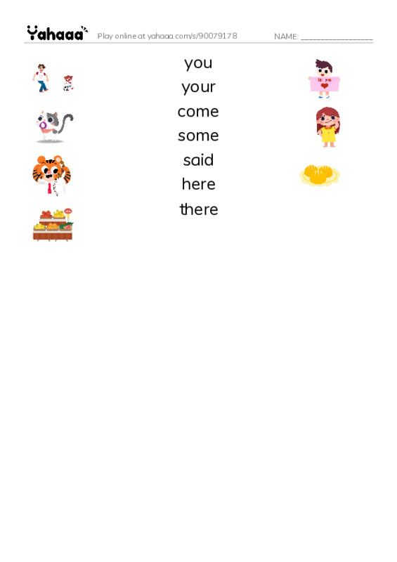 Match both sides worksheet for tricky jolly class 123