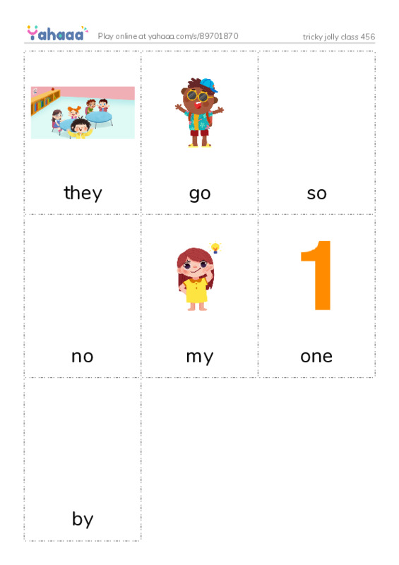 Picture flashcards worksheet for tricky jolly class 456