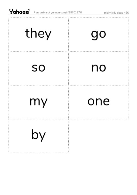 Word flashcards worksheet for tricky jolly class 456
