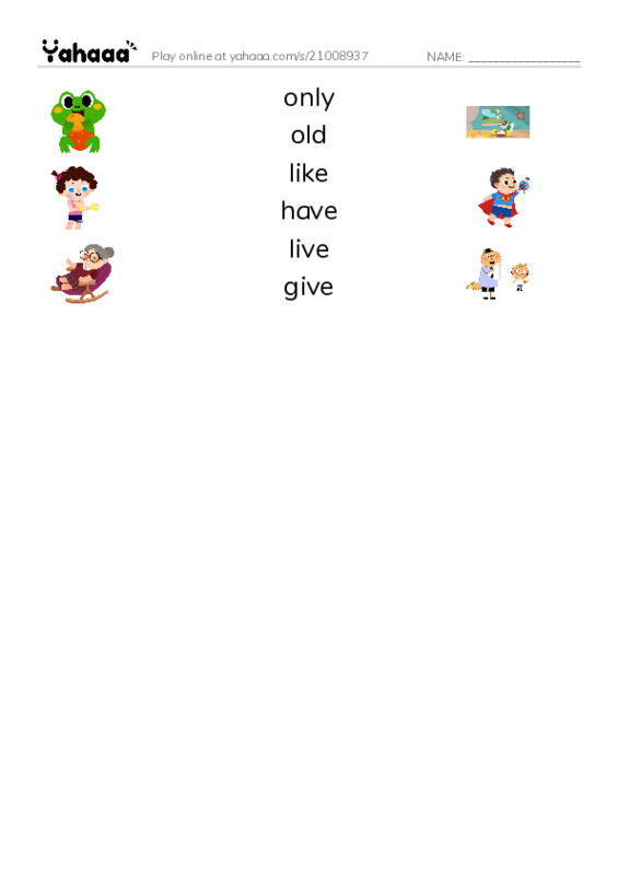 Match both sides worksheet for tricky jolly class 789