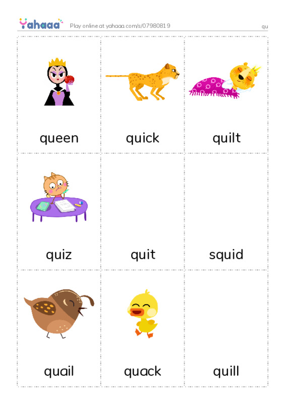 Picture flashcards worksheet for qu