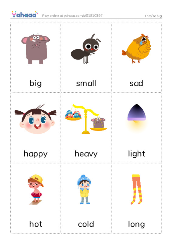 Picture flashcards worksheet for They're big