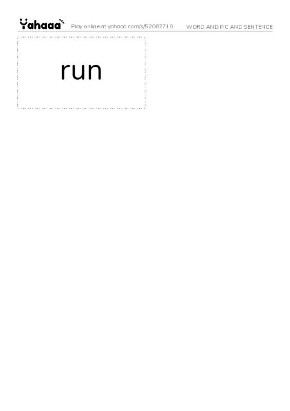 Word flashcards worksheet for WORD AND PIC AND SENTENCE