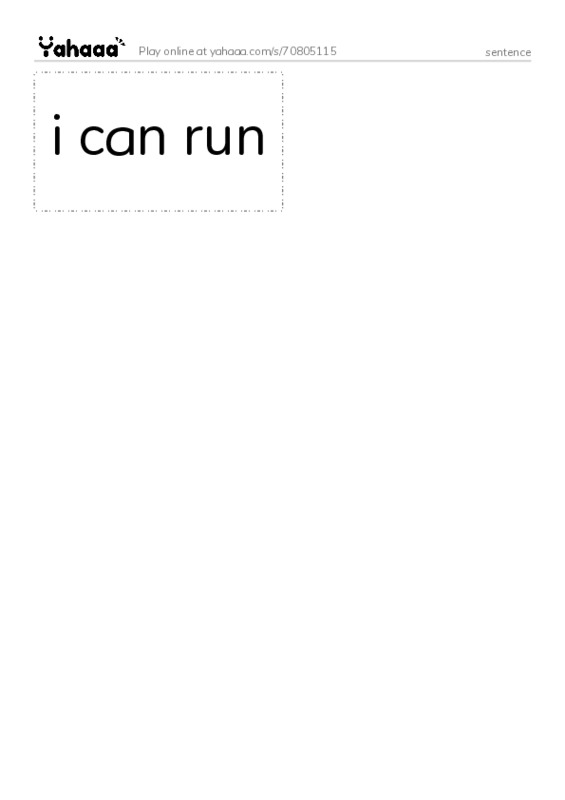 Word flashcards worksheet for sentence