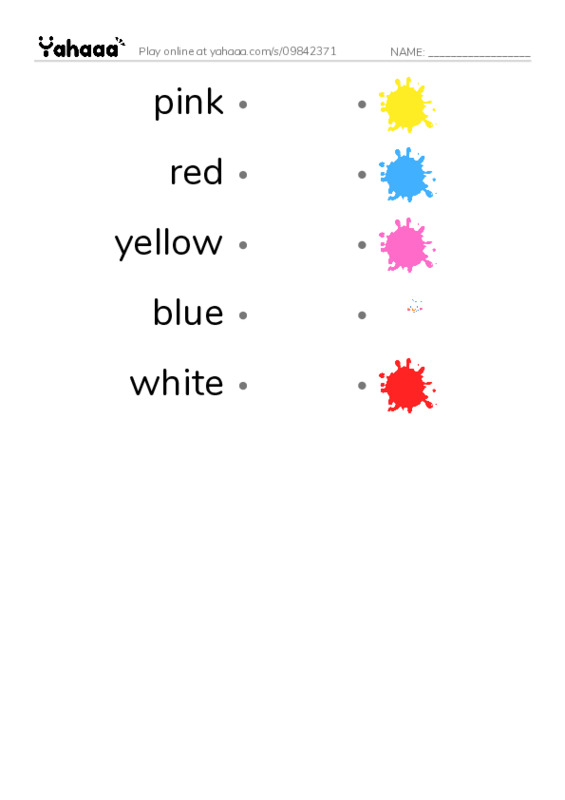 Draw a line to match worksheet for Color