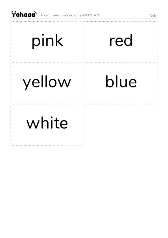 Word flashcards worksheet for Color