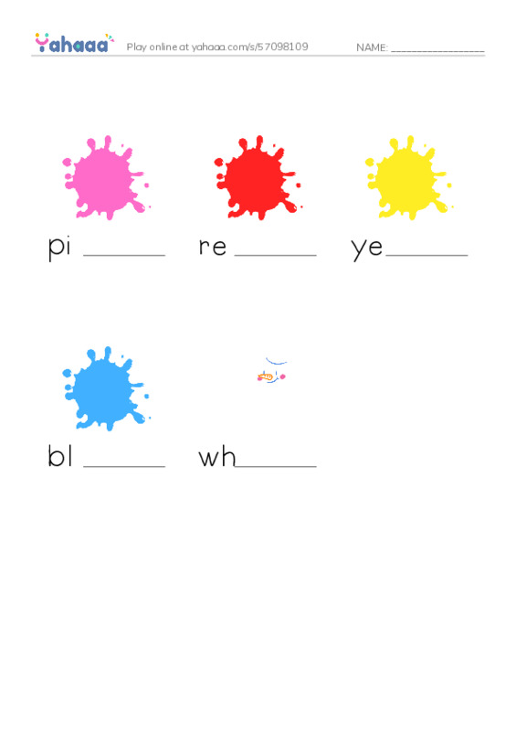 Finish the word worksheet for Color