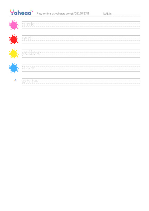 Handwriting lines worksheet for Color