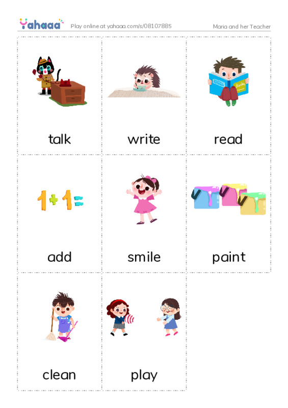 Picture flashcards worksheet for Maria and her Teacher