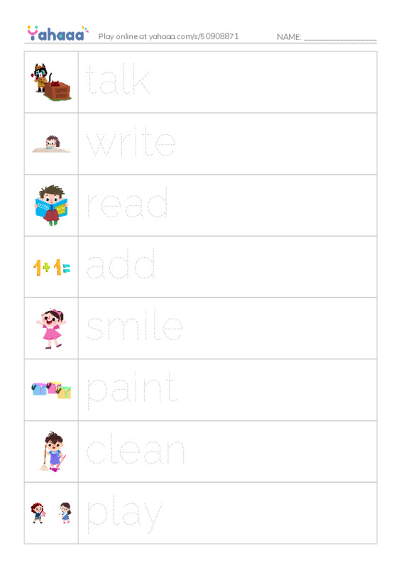 Picture and word rows worksheet for Maria and her Teacher