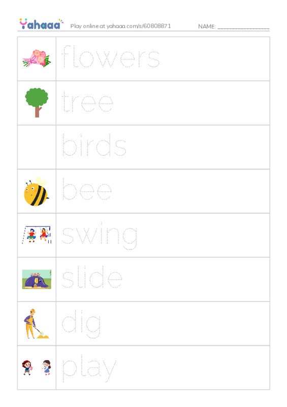 Picture and word rows worksheet for What I like?
