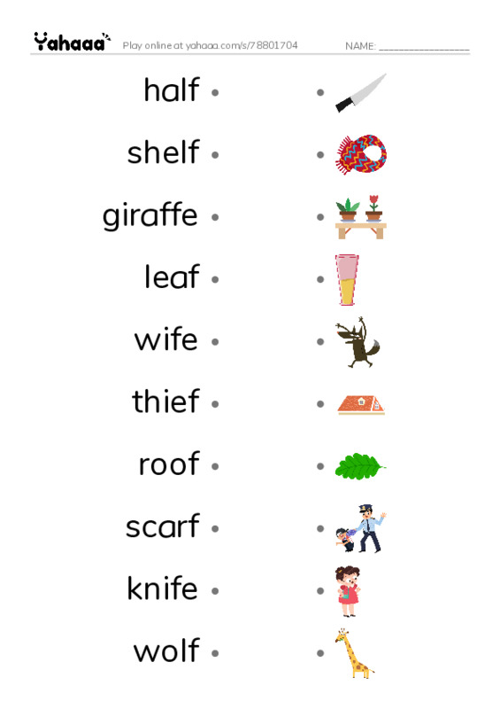 Draw a line to match worksheet for f\fe words