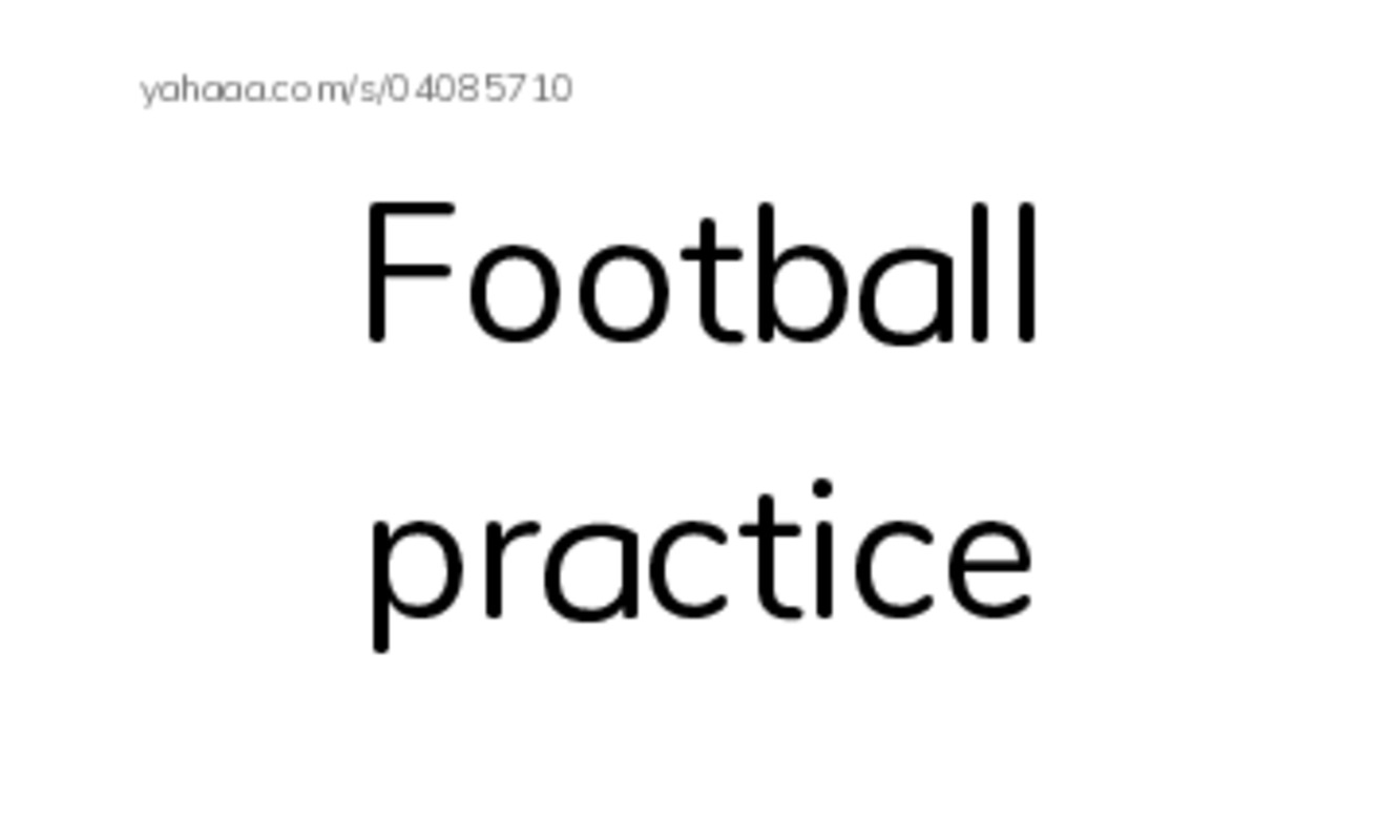 Index cards, words only worksheet for Football practice, football, I like to play football and 4 more