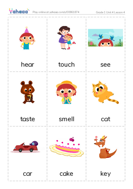 Picture flashcards worksheet for Grade 1 Unit 4 Lesson 4