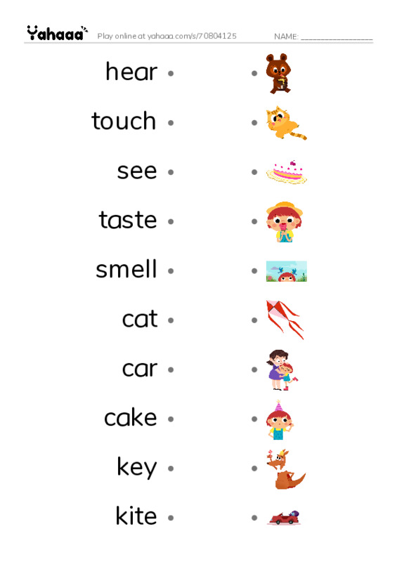 Draw a line to match worksheet for Grade 1 Unit 4 Lesson 4