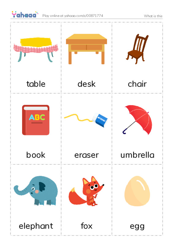 Picture flashcards worksheet for What is this