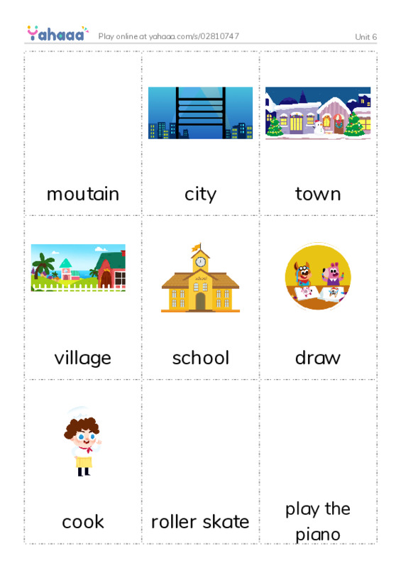 Picture flashcards worksheet for Unit 6