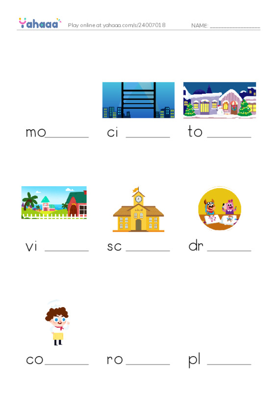 Finish the word worksheet for Unit 6
