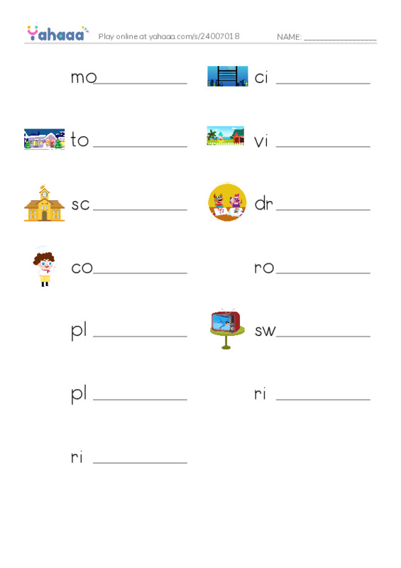 Write the word rows worksheet for Unit 6